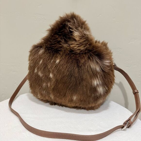 Brownish Handmade Natural Shearling Leather Top Handle Bag/ShoulderBag/Crossbody - Picture 1 of 16